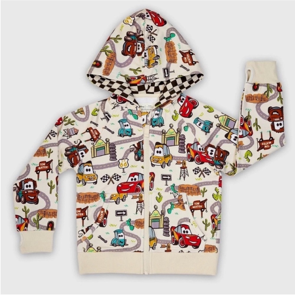 New! Little Sleepies Disney Cars Zip Hoodie 12-18